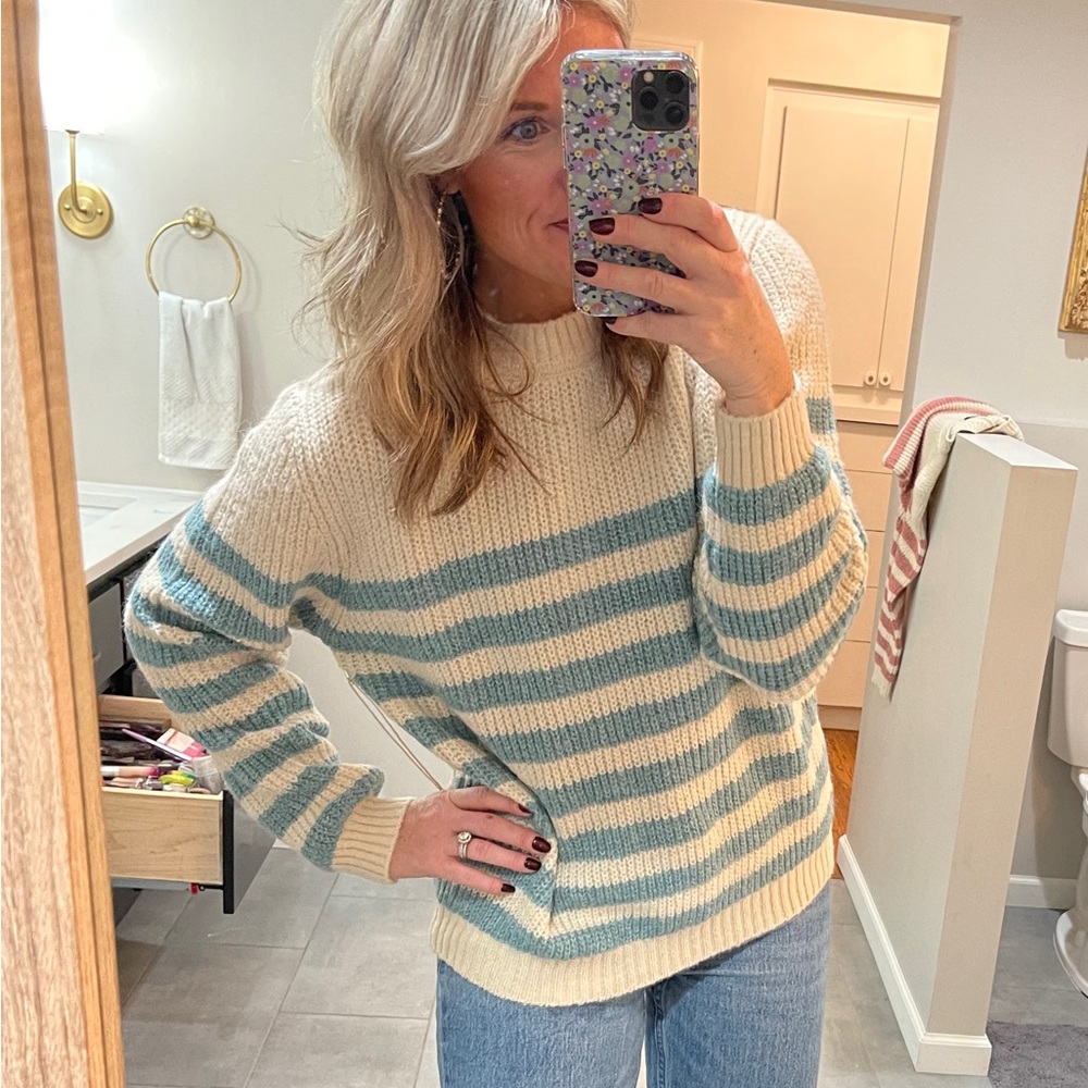 Light blue and cream sweater